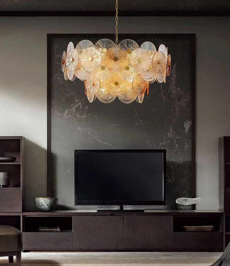 Light Luxury Art Design Creative Round Multi-tiered Glass Chandelier for Living Room/Bedroom - Image 8
