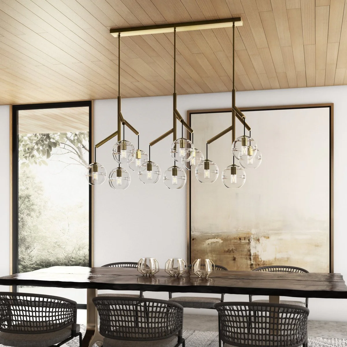 Art Glass Ball Sedona Triple Chandelier - Image 6