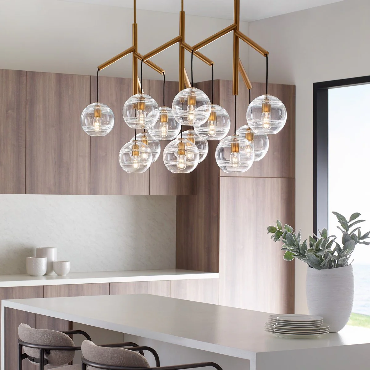Art Glass Ball Sedona Triple Chandelier - Image 8