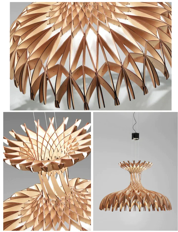 Art Oriental Tone Hand-made Wood Dome Pendant Chandelier for Living/Dining Room - Image 10