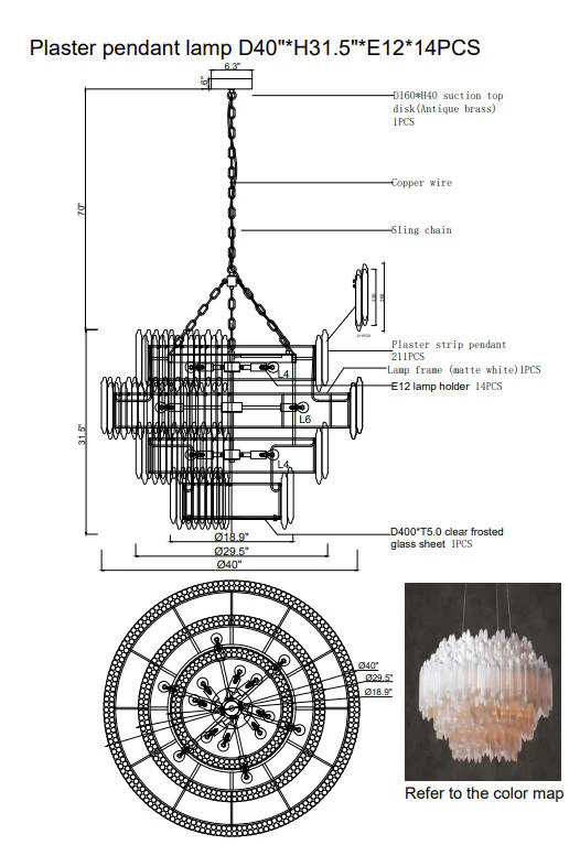 Art Selenite Layer Round Chandelier - Image 3