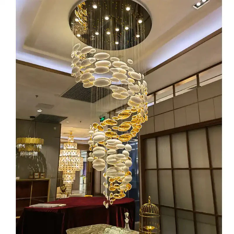 Modern Artistic Unique Golden Dragon Egg Chandelier for Staircase/ Sales Center/ Hotel - Image 9