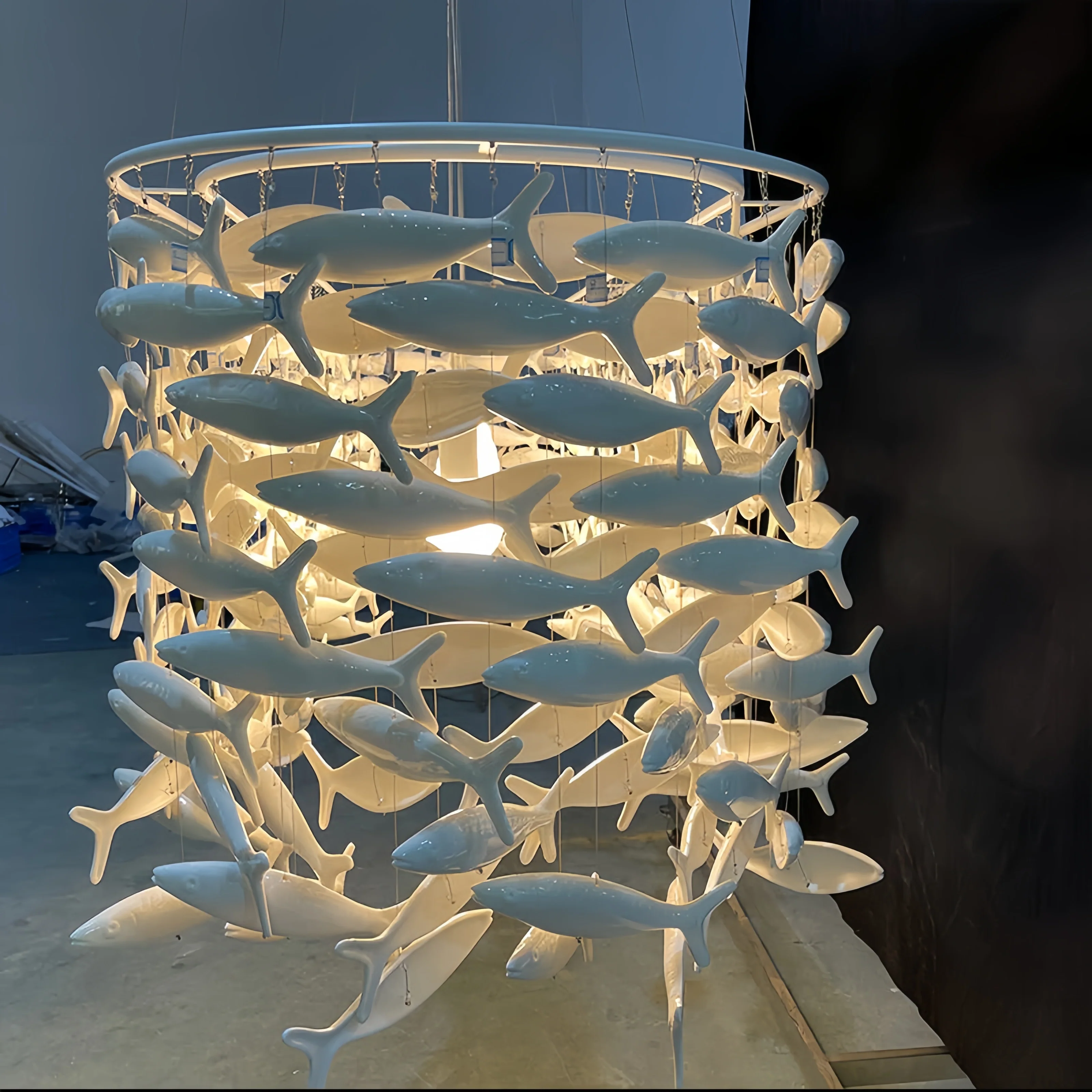 Artistic Porcelain Fish Chandelier – Unique Dining Room Lighting Fixture - Image 4
