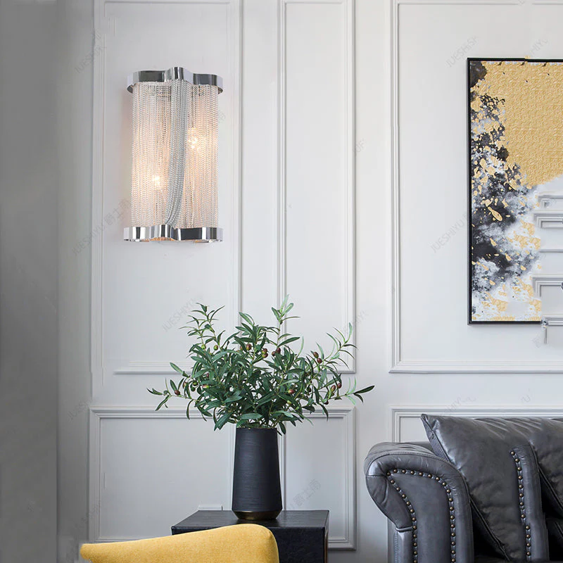 Ashlee Aluminum Chain Tassel Wall Sconce - Image 7