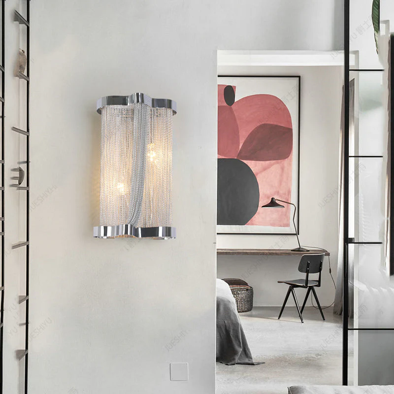 Ashlee Aluminum Chain Tassel Wall Sconce - Image 9