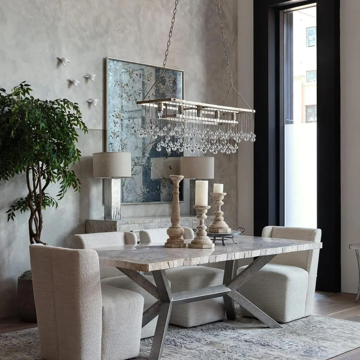 Aubrey Crystal Ball Rectangular Chandelier 47'' 60'' - Image 3