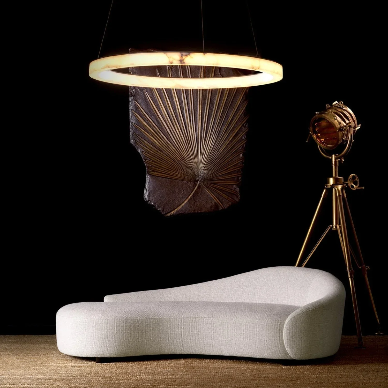 Raymond Modern Round Living Room Alabaster Pendant Chandelier - Image 2