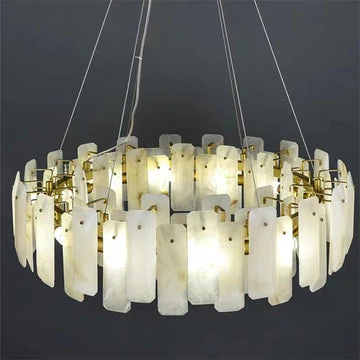Alabaster Flake Round Chandelier 20" 23" 31" 39''D - Image 4