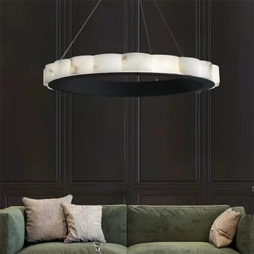 August Mordern Marble Round Chandelier Black - Image 4