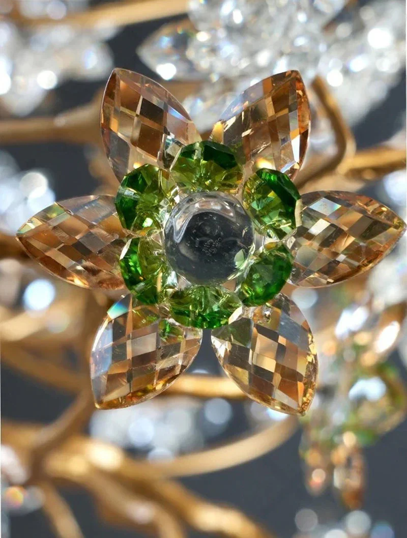 Gilded Branch Floral Brass Crystal Chandelier - Image 10
