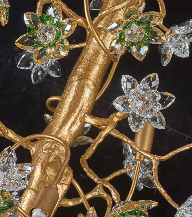 Gilded Branch Floral Brass Crystal Chandelier - Image 11