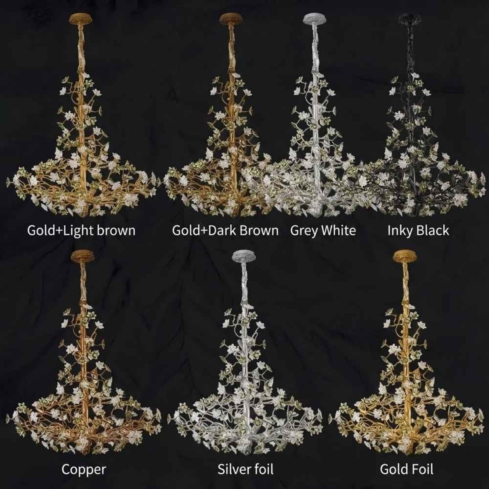 Gilded Branch Floral Brass Crystal Chandelier - Image 13
