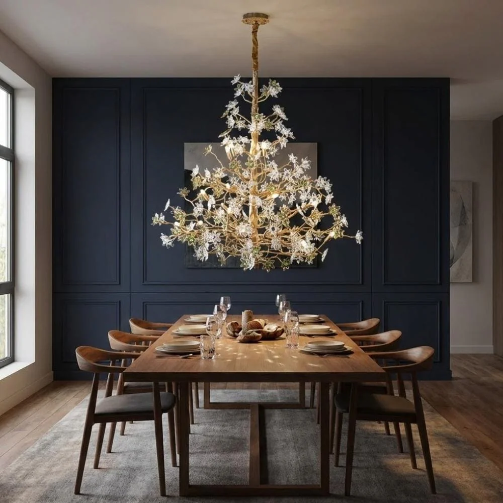Gilded Branch Floral Brass Crystal Chandelier - Image 5