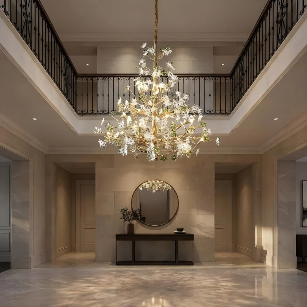 Gilded Branch Floral Brass Crystal Chandelier - Image 6