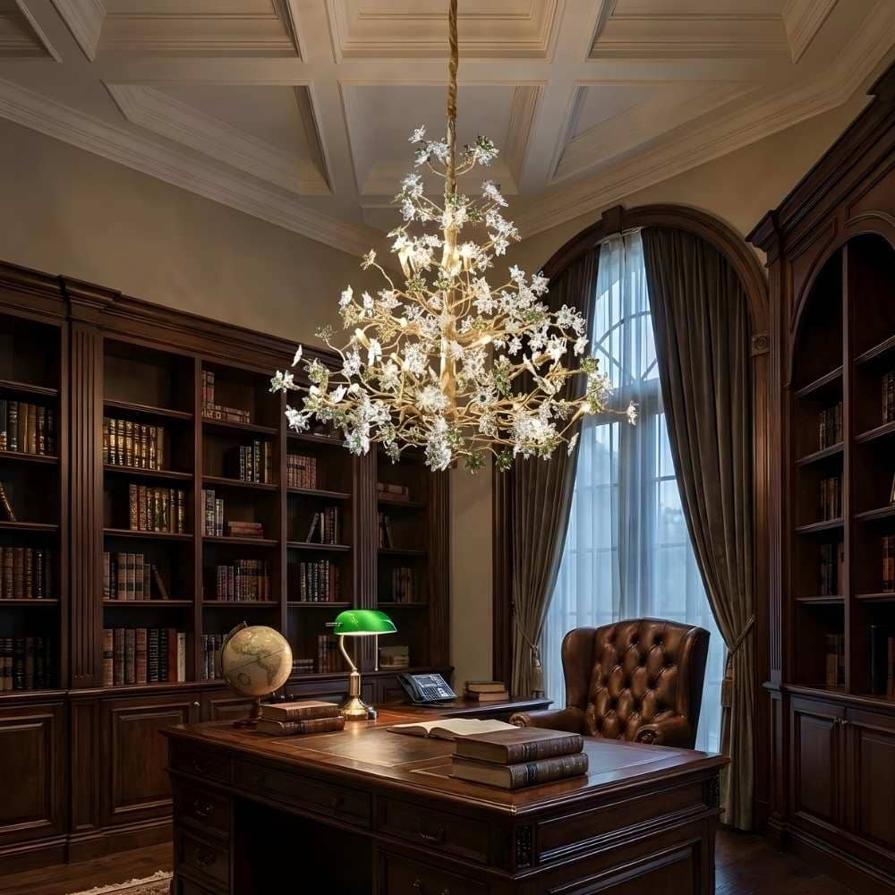 Gilded Branch Floral Brass Crystal Chandelier - Image 8
