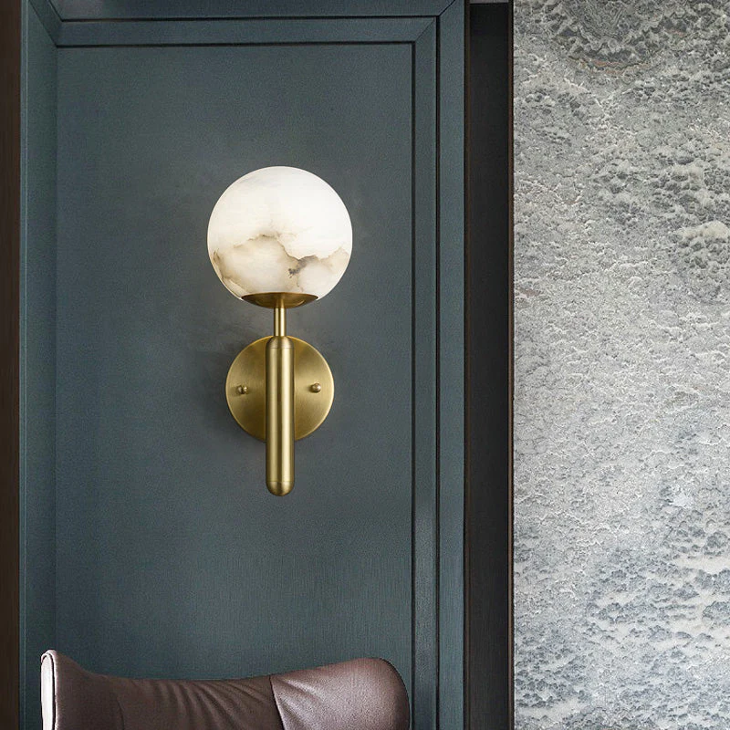 Aurora Alabaster Global Wall Light, Bedroom Wall Light - Image 3