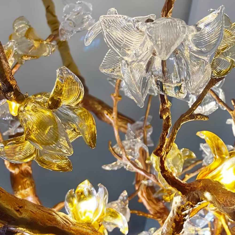 Verdant Branch Copper Vine Glass Flower Stairwell Chandelier - Image 10