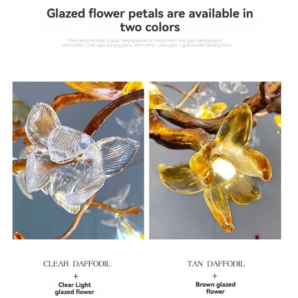 Verdant Branch Copper Vine Glass Flower Stairwell Chandelier - Image 9