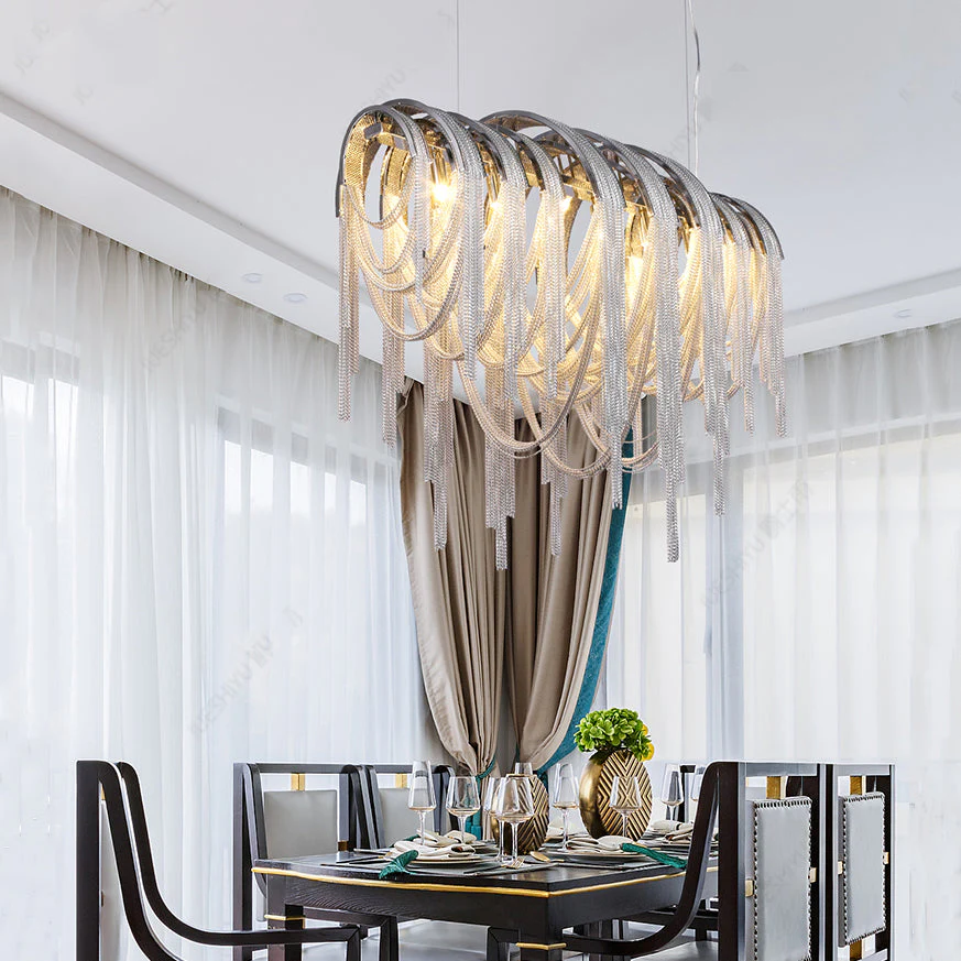 Sophian Luxury Aluminum Chain Tassel Chandelier - Image 5