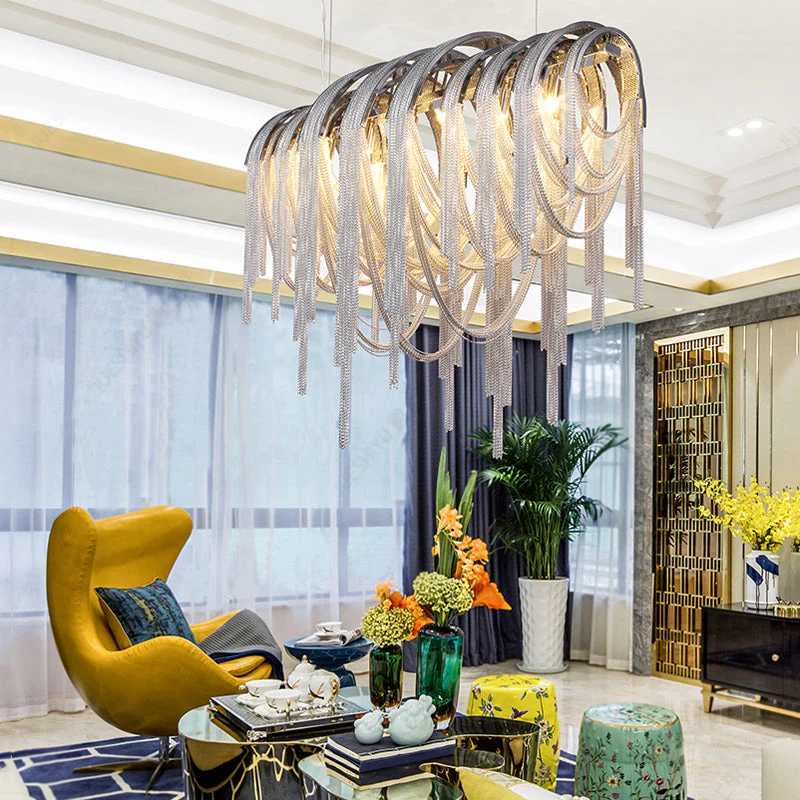 Sophian Luxury Aluminum Chain Tassel Chandelier - Image 7