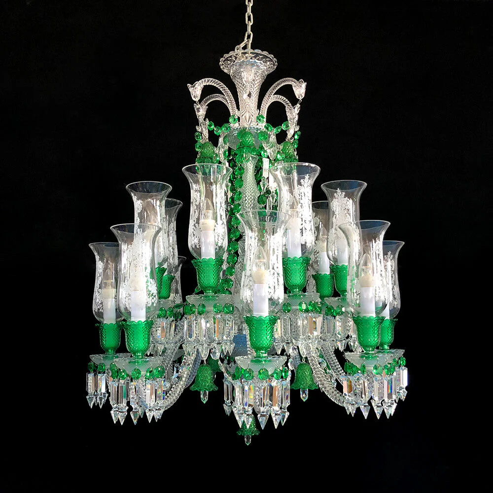 Bacara Inspired Lustre Clear & Green Baccarat Crystal Lighting Chandelier - Image 2