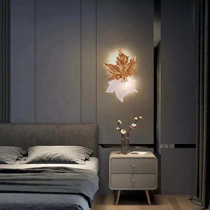 Bahir Modern Maple Leaf Brass Wall Sconces For Bedroom - Image 3