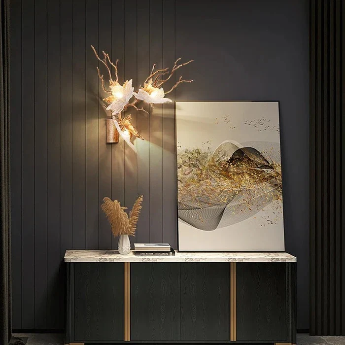 Bahir Modern Maple Leaf Brass Wall Sconces For Bedroom - Image 4