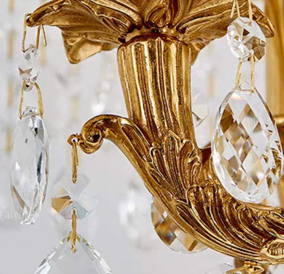 Baroque Luxury Full Copper Crystal Pendent Candle Chandelier for Entryway/Foyer/Dining Room - Image 8