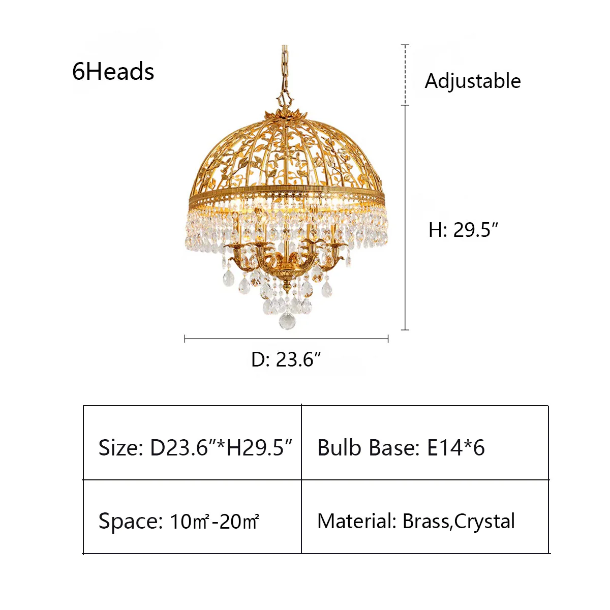 Baroque Luxury Full Copper Crystal Pendent Candle Chandelier for Entryway/Foyer/Dining Room - Image 9