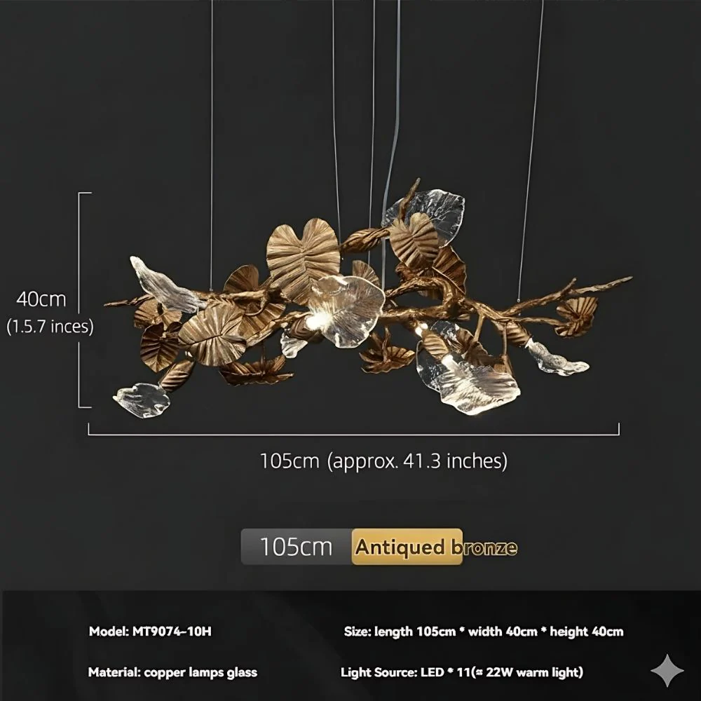 Btria Branch Copper Leaf Linear Chandelier - Image 11