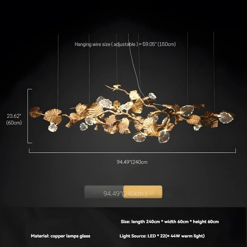 Btria Branch Copper Leaf Linear Chandelier - Image 12