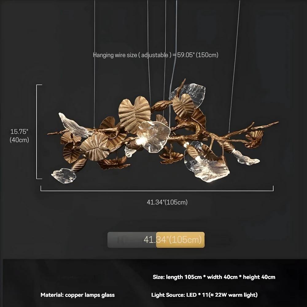 Btria Branch Copper Leaf Linear Chandelier - Image 13