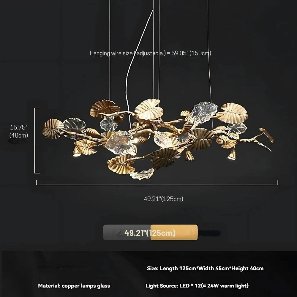 Btria Branch Copper Leaf Linear Chandelier - Image 14
