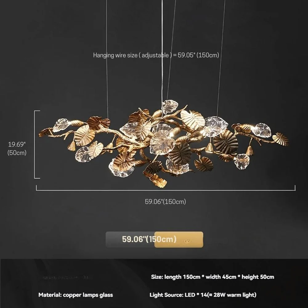 Btria Branch Copper Leaf Linear Chandelier - Image 15