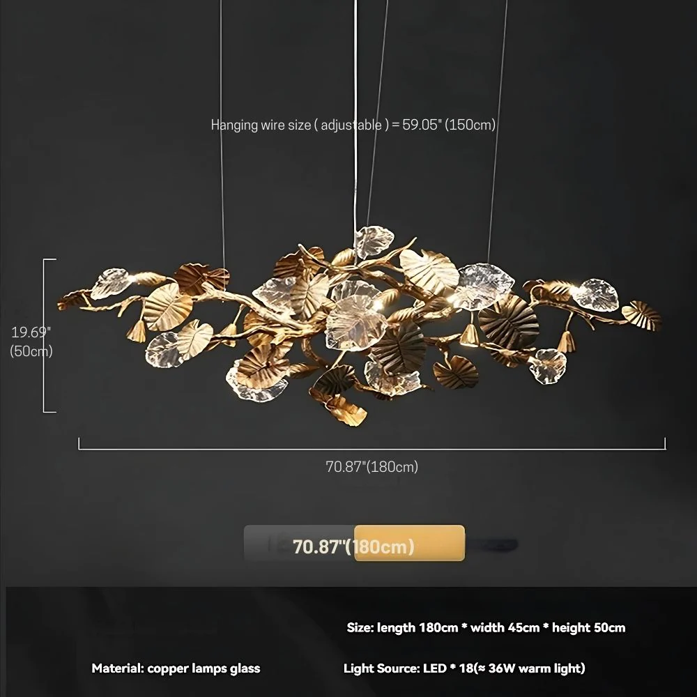 Btria Branch Copper Leaf Linear Chandelier - Image 16