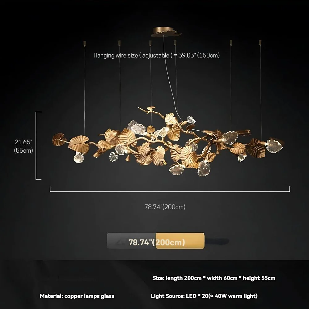 Btria Branch Copper Leaf Linear Chandelier - Image 17
