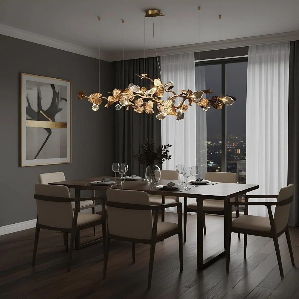 Btria Branch Copper Leaf Linear Chandelier - Image 2