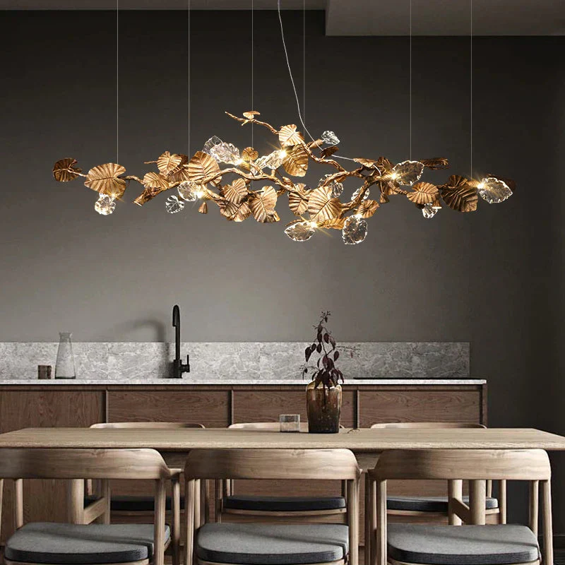 Btria Branch Copper Leaf Linear Chandelier - Image 5