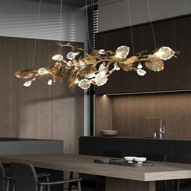 Btria Branch Copper Leaf Linear Chandelier - Image 6