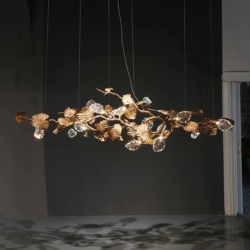 Btria Branch Copper Leaf Linear Chandelier - Image 7