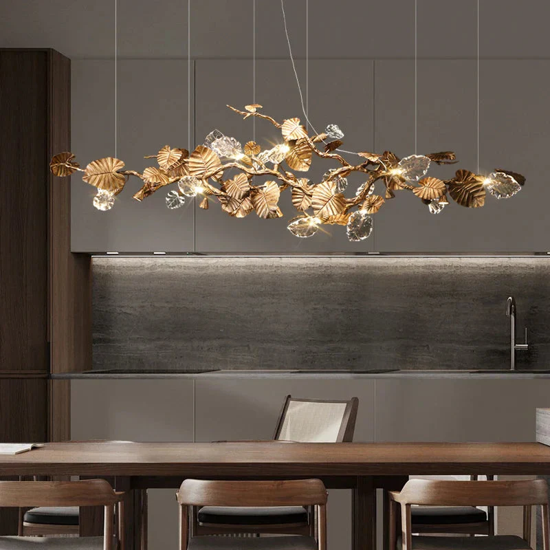 Btria Branch Copper Leaf Linear Chandelier - Image 8