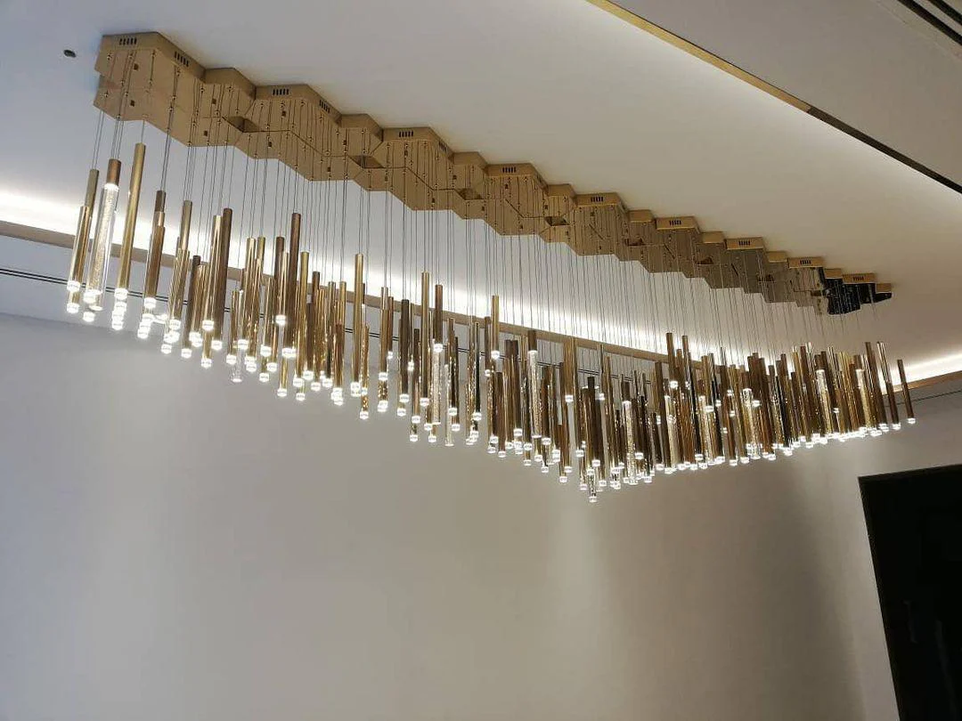 Bellini Rectangular Tri-Tone Tubular Pendant Light Chandelier - Image 11