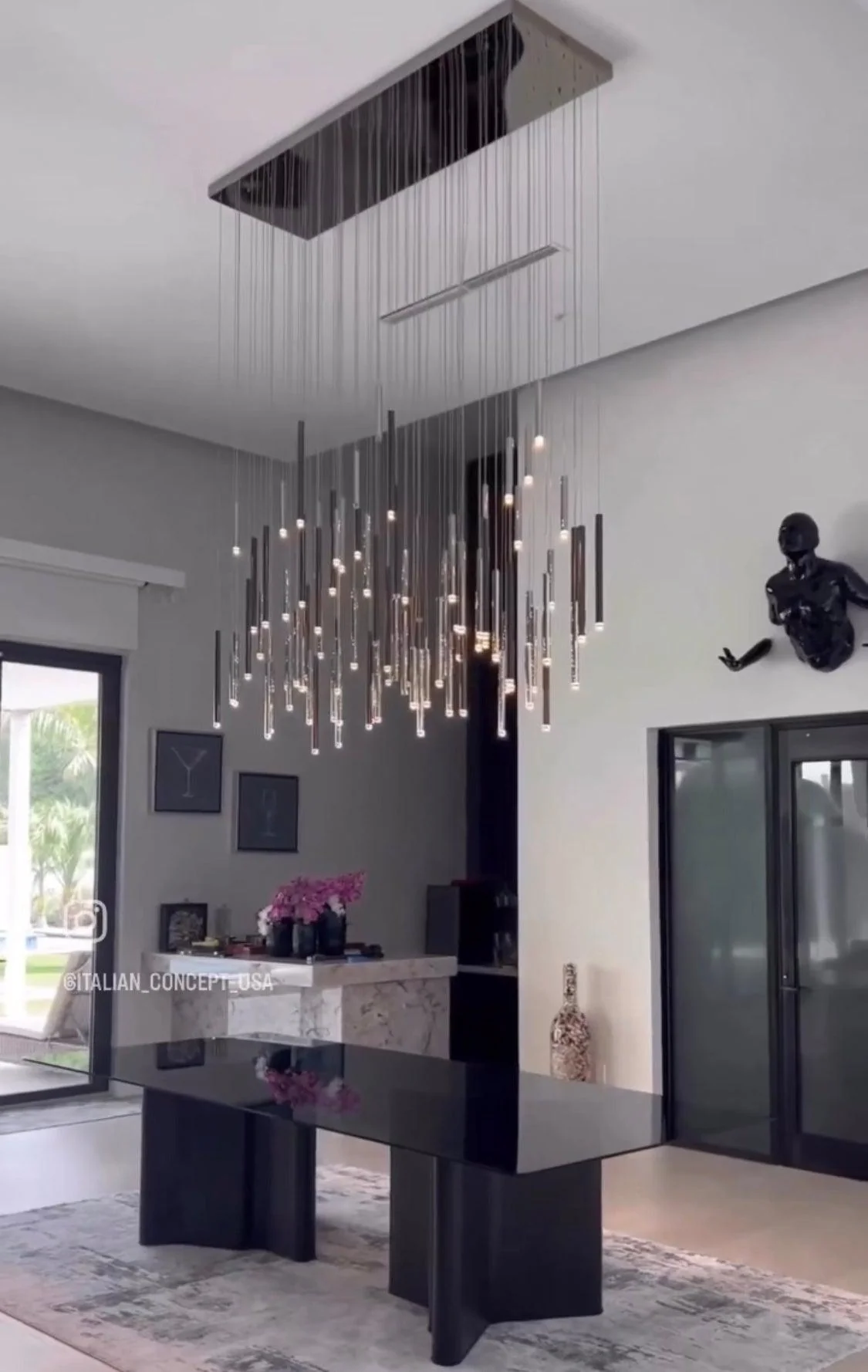 Bellini Rectangular Tri-Tone Tubular Pendant Light Chandelier - Image 22