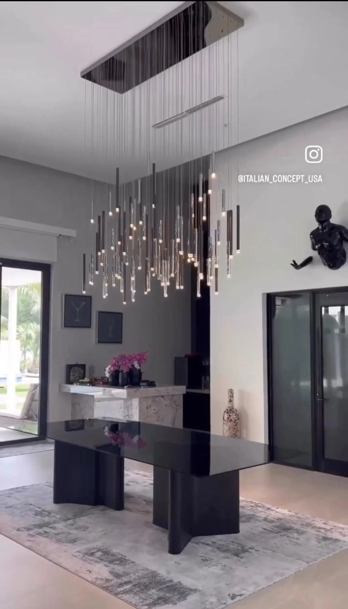 Bellini Rectangular Tri-Tone Tubular Pendant Light Chandelier - Image 24