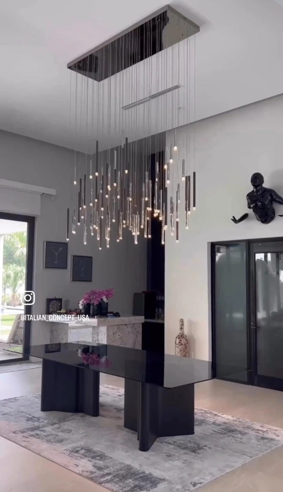 Bellini Rectangular Tri-Tone Tubular Pendant Light Chandelier - Image 25