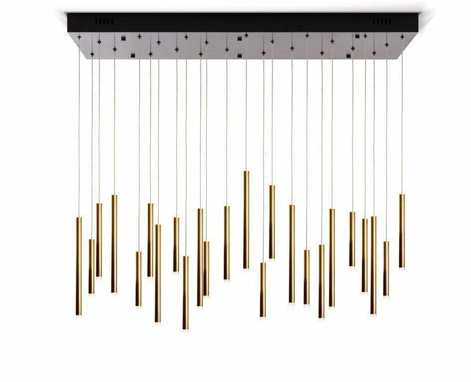 Bellini Rectangular Tri-Tone Tubular Pendant Light Chandelier - Image 4