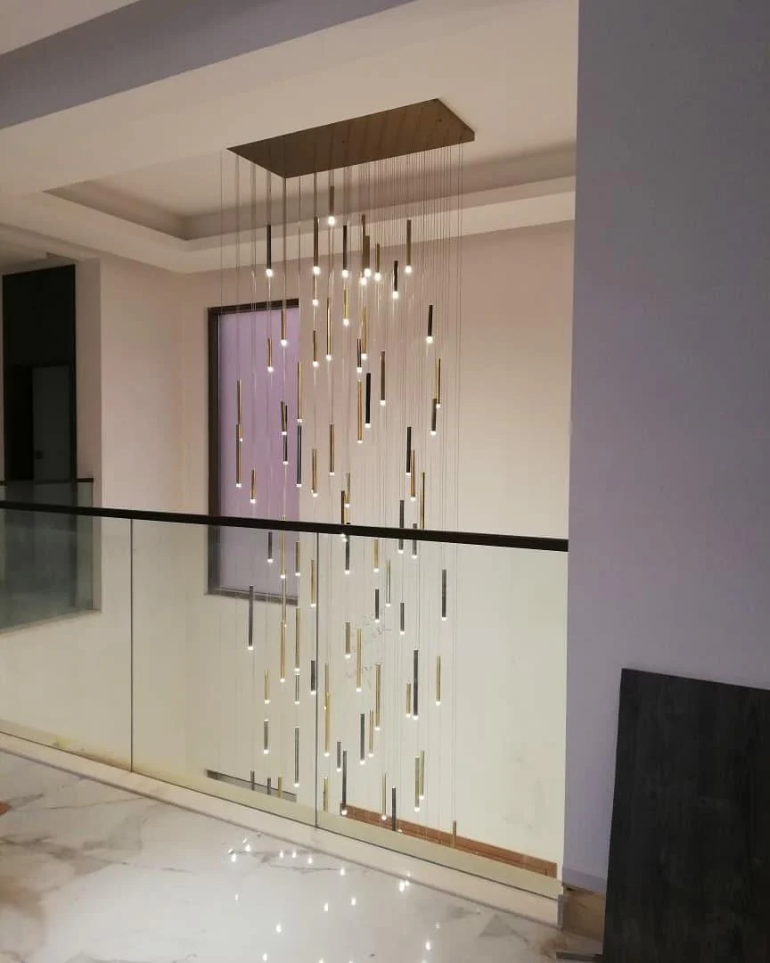 Brillia Round Two-Tone Tubular Pendant Light Chandelier - Image 14
