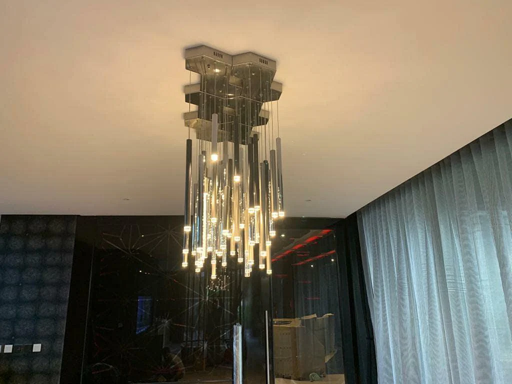 Brillia Round Two-Tone Tubular Pendant Light Chandelier - Image 2