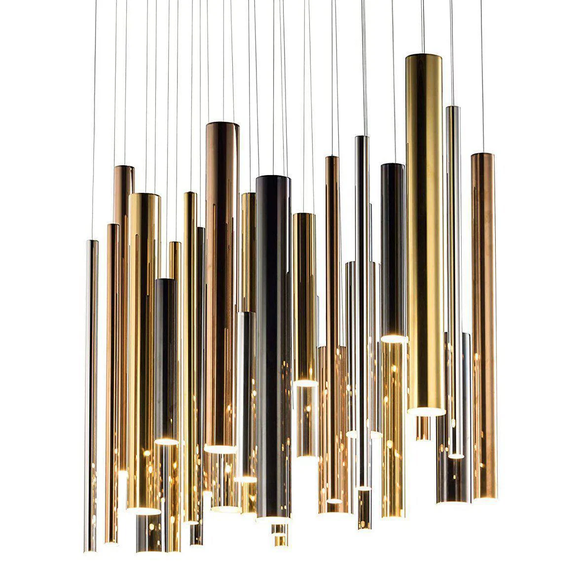 Brillia Round Two-Tone Tubular Pendant Light Chandelier - Image 22