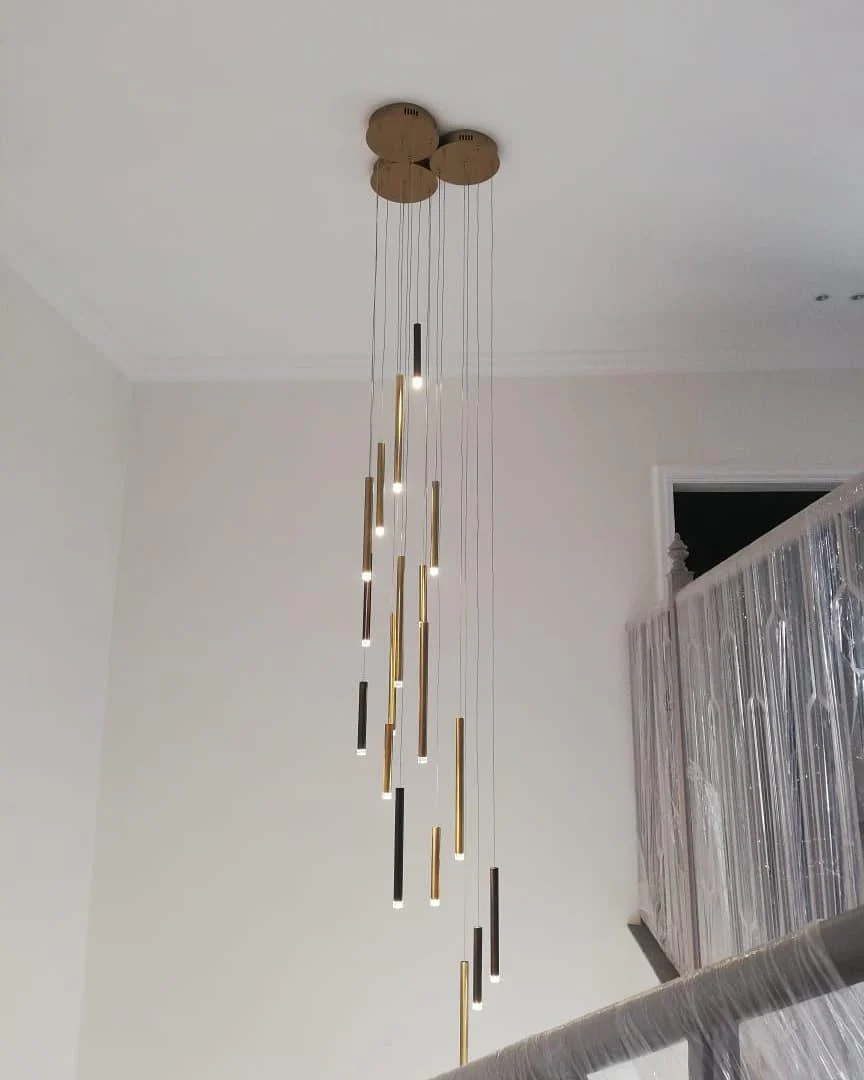 Brillia Round Two-Tone Tubular Pendant Light Chandelier - Image 26